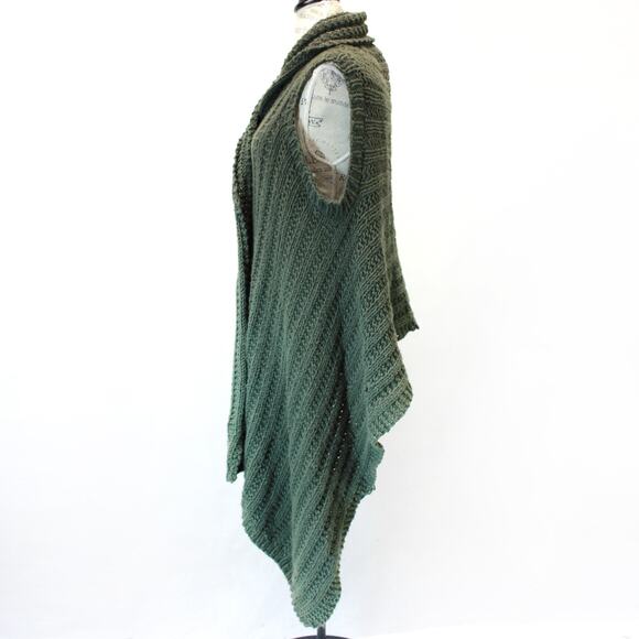 Crochet Knit Vest Sweater Cardigan Open Front Green One Size Cozy Grandmacore - Picture 5 of 8